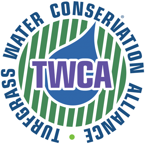 This image features a circular emblem with striped green and blue patterns, the word "TWIGA" in purple, and a light green shape at the bottom.