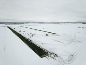 Kentucky Bluedgrass field covered in snow