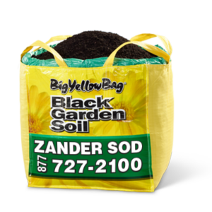 A large Big Yellow Bag tote filled with Black Garden soil