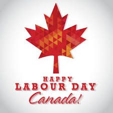 Red maple leaf with caption "Happy Labour Day Canada!"