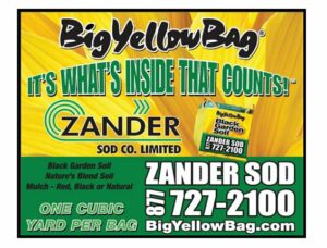 An advertisement for Big Yellow Bag with out logo and contact numbers